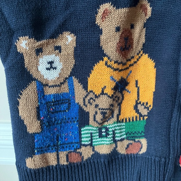 Vintage 90s Y2K Sweater Loft Bears Family Vest Ralph Lauren Inspired Holiday - Picture 3 of 9